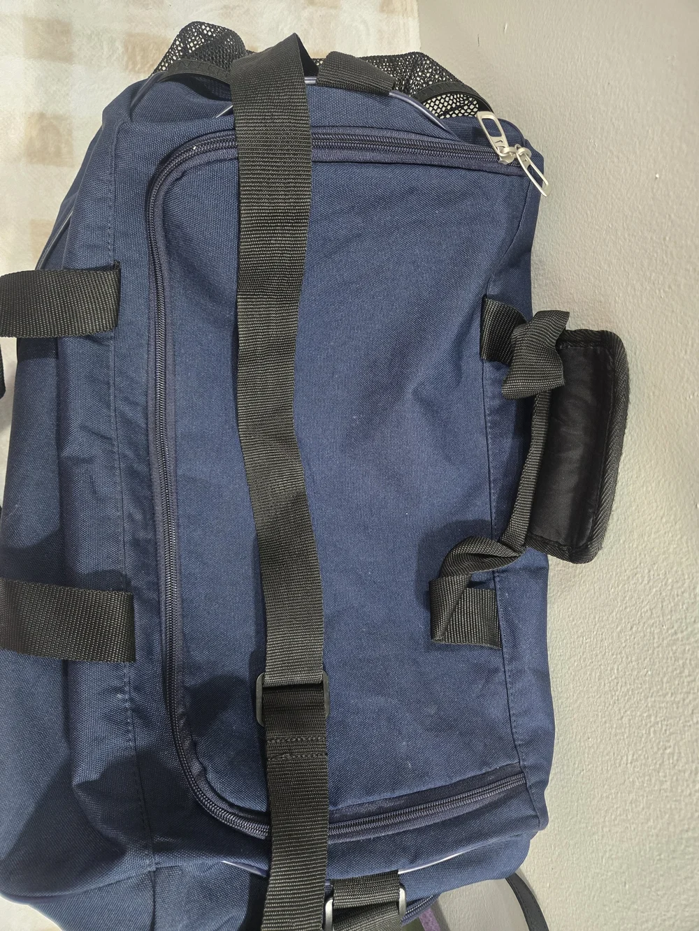 Nike Men's Navy Duffel Bag with White Swoosh